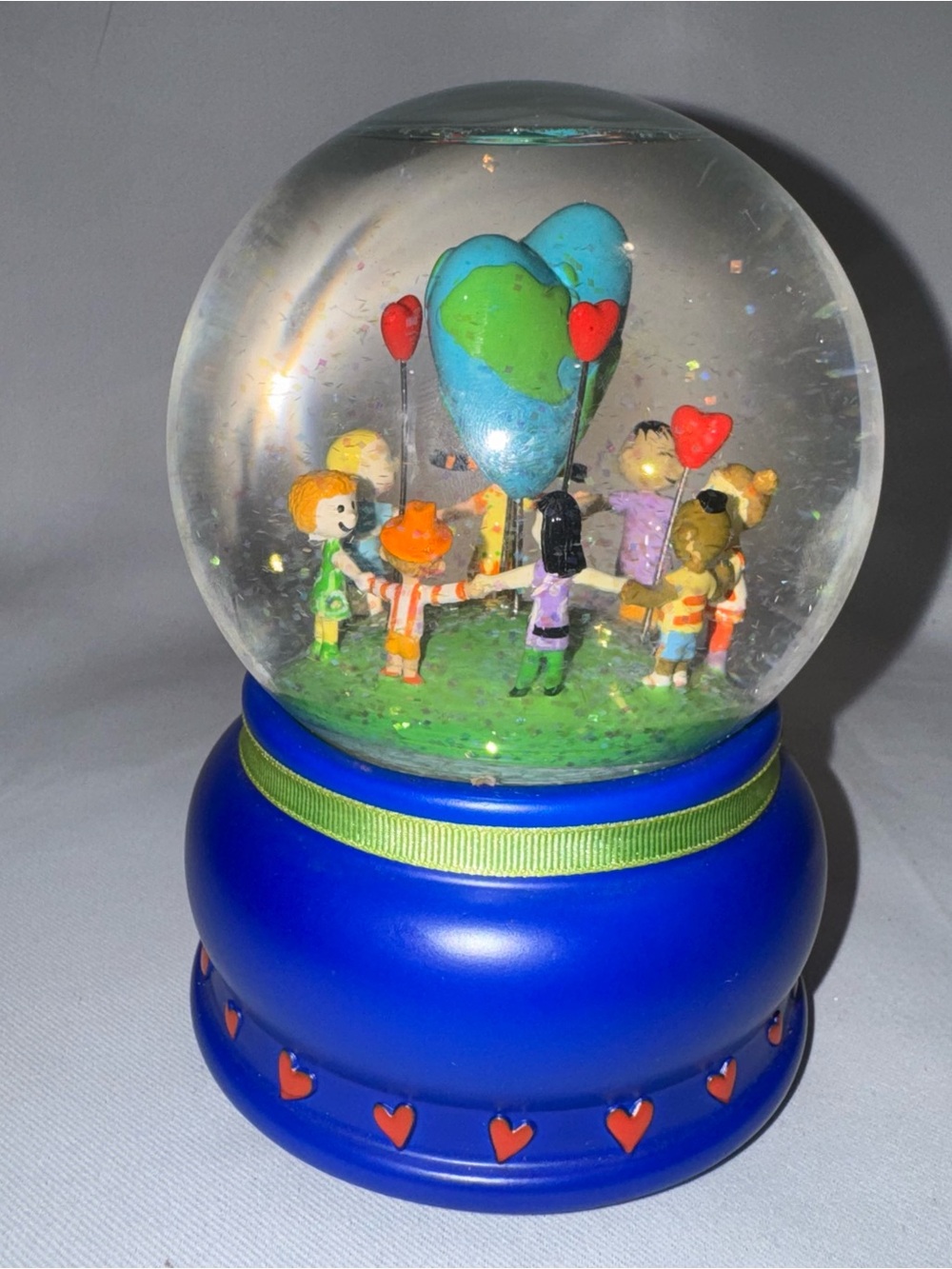Musical Snow Globe Blue Heart Balloon Kids